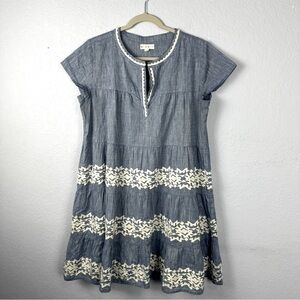 Roller Rabbit Pamela Embroidered Short Sleeve Cotton Beach Dress Medium